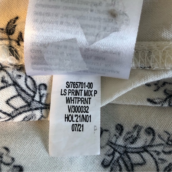 Old Navy boho peasant blouse gray and cream medium petite - Picture 12 of 14